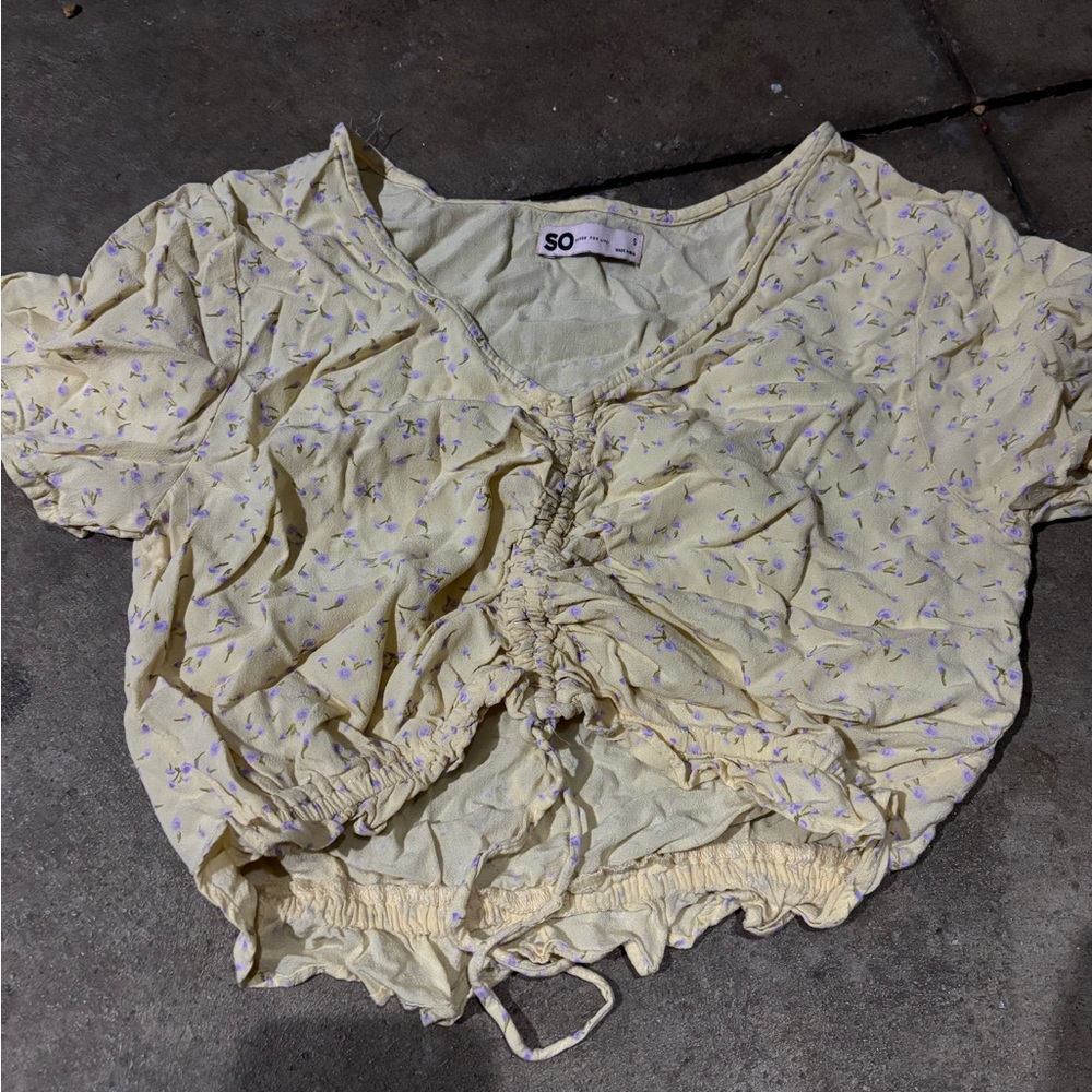 SO Women's Yellow Floral Top